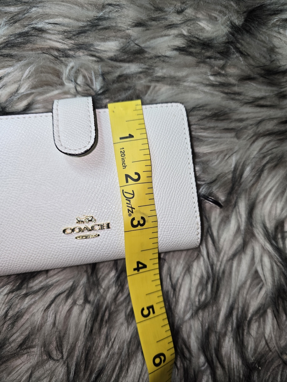 Coach Small Pebbled Leather Snap Wallet in Chalk - Picture 10 of 12